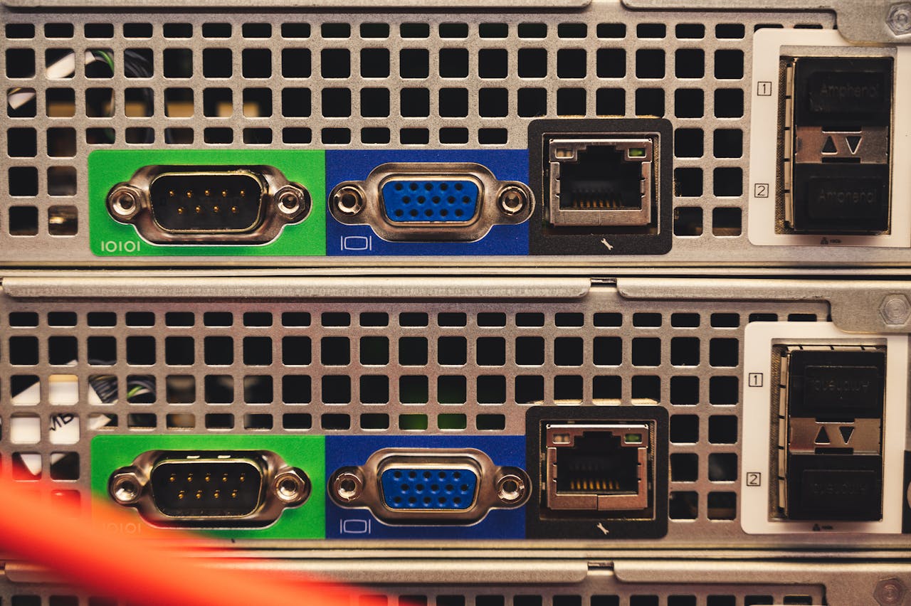 gallery-3 Detailed view of Ethernet and VGA ports on a server highlighting connectivity features.